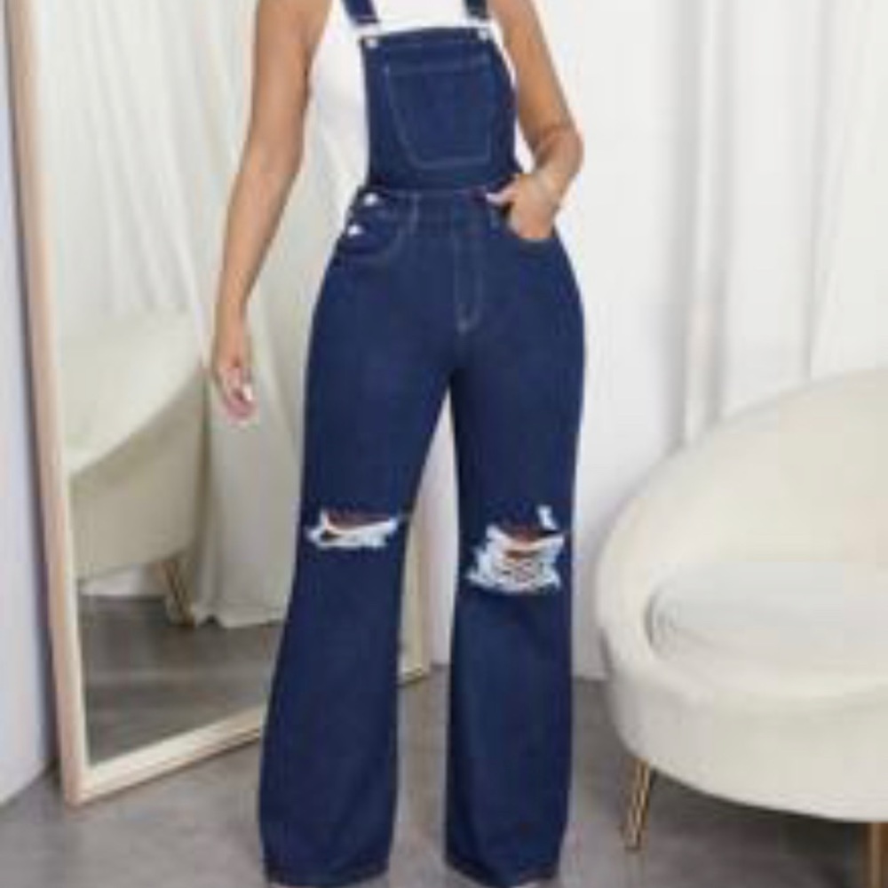 NWOT SHEIN Denim Wide Leg Overalls